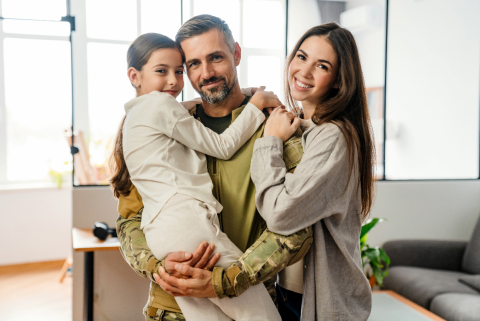 Family hugging